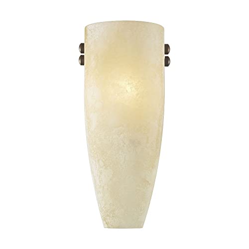 Image of Livex Lighting 4480-99 Coronoado 1 Light Bronze & Brushed Nickel ADA Wall Sconce Light with Vintage Scago Glass 11.75 inchHx5.75 inchW