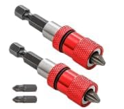 2pcs Adjustable Screw Depth Screwdriver Bit Holder Magnetic Steel，Includes S2 Phillips Drywall Screwdriver Bits, 1/4 Inch Hex Shank, Made of Chrome Vanadium Steel for Enhanced Durability
