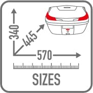Generico B47 BLADE TECH Top Case Valigia Bauletto moto scooter MONOLOCK 47 LT catadiottri fume' compresa piastra compatibile con GIVI supporti monolock