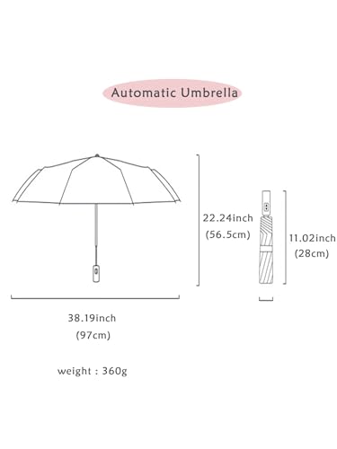 Image of The Purple Tree 2-Fold Automatic Fruit Print Umbrella, Compact Folding Travel Umbrella with Cute Fruity Print, Automatic Open /Close, UV safe, Lightweight & Windproof Umbrellas for Women, Men, Kids