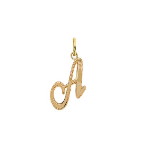 Gold Initial Letter Pendant For Necklaces, 14k Gold A-Z Big Letter Charm Necklace Jewelry for Men And Women. Made In USA, Yellow Gold