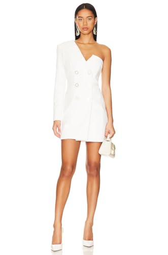 Middleton One-Shoulder Blazer Dress in Off White Size 2