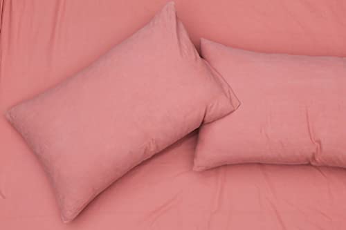 Sleepdown Pillow cases 100% Pure Cotton Pack of Two Housewife Luxury Soft Cosy Pillow Cover Set, Dark Rose, 48 x 74 cm - Image 3