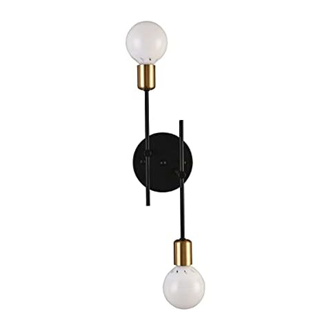 Kaj Hejmo 2 Light Head Vanity Mirror Light- Retro Industrial Double Sconces Wall Light for Hallway Kitchen Living Room Bedroom Adjustable Installation Angle E27 Base (Black) Cover