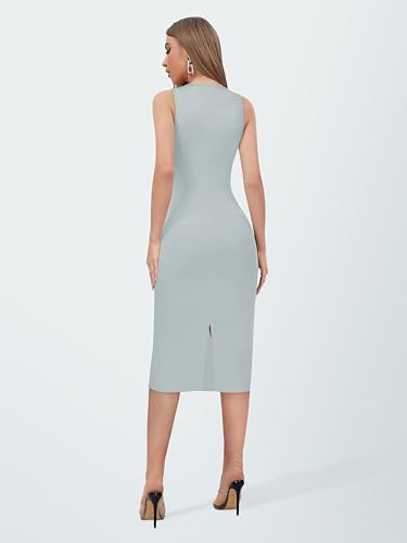 Image of Toochki Women's Spandex Solid Bodycon Western Dress | A line | Winter Dress | Western | | Trendy | Midi Body Hugging