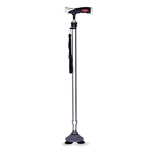 Andadores para Personas Mayores Bastón Bastón portátil con luz LED Bastones Ajustables de 10 Secciones Bastones de Trekking para muletas de Ancianos, Andador con Ruedas Plateado, Ayuda de Movilidad