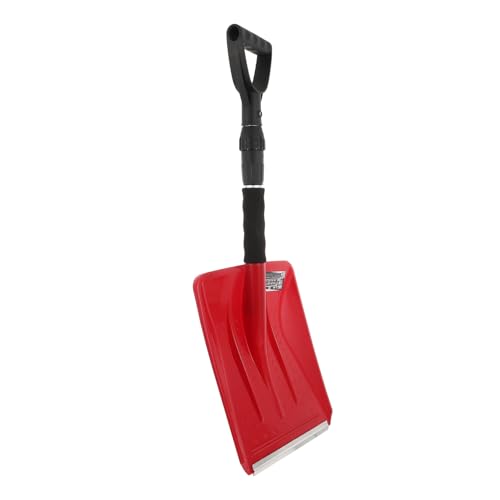BAZEITFLOW Pala para Nieve Retráctil Multifunción con Mango de Aleación de Aluminio Herramienta Portátil para Eliminación de Nieve y Hielo Exteriores para Invierno y Coche Color Rojo