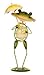 Produktbild bb10 Schmuck Gartenfigur Frosch mit Schirm aus Metall 32cm hoch Dekofigur Frosch hat fluoreszierendem Bauch der im Dunkeln leuchtet Frosch ist für den Außenbereich geeignet