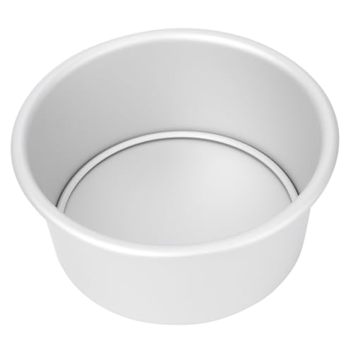 BRIGHTFUFU Round Cake Pan Removable Bottom Anodized Aluminum Baking Mold for Cakes Cheesecakes and Mousse Desserts Non Stick Finish Silver Color