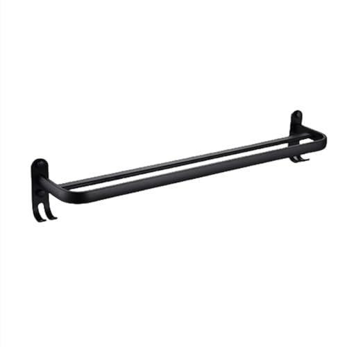Étagère d'angle murale et porte-serviettes noir mat en aluminium anodisé avec crochets
