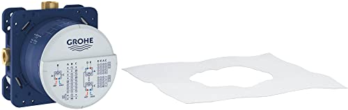 GROHE Universal Rough-In Box (3 Outlets 1/2", 2 Inlets Below 1/2", Installation Depth 75-105 mm, Connection Unit in DR Brass, Pre-Mounted Flushing Plug, No Trim Set Included), 35600000