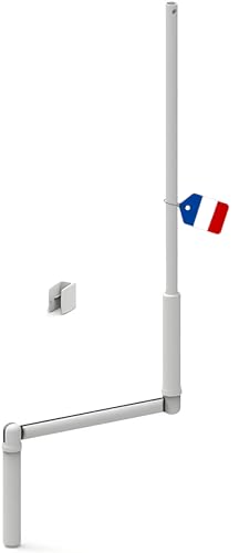 Manivela completa para persiana de rolo de 1300 mm, E618D, aço lacado branco, diâmetro de 12 mm, com cabo ergonómico e clipe de montagem na parede, qualidade francesa