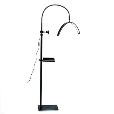 Lash Light for Eyelash Tech,LED Half Moon Floor Lamp for Esthetician, Tattoo Artists,Nail Tech, Skincare Adjustable Brightness and Height Esthetician Light with Phone Holder and Tool Tray