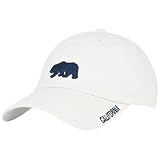 E BY ELIDAN California Bear Dad Hat, Low Profile Embroidered, White