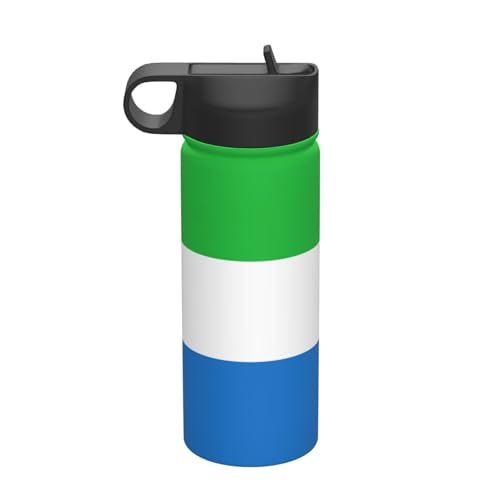 Bollitore termico in acciaio inox con coperchio a paglia – Bandiera della Sierra Leone – 532 ml