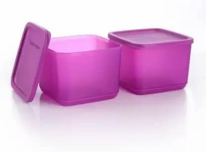 TUPPERWARE Moon Craft Cubix Container - 1000 ml Plastic Fridge Container (set of 2, Multicolor)