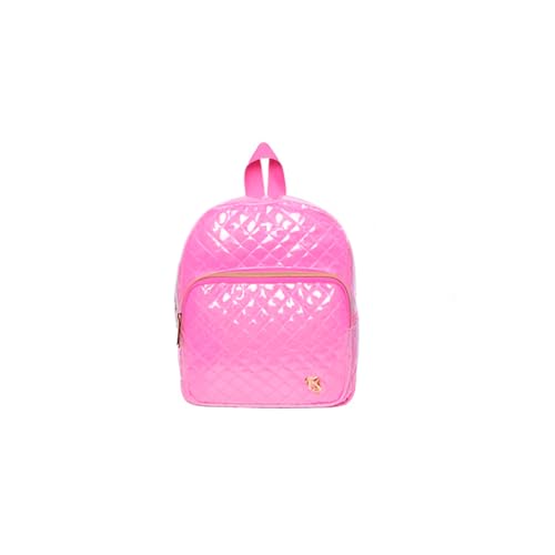 Mochila Feminina Brilhosa com Glitter, 23,5 x 20 x 13,5 cm, Vinil Têxtil, Rosa Pink