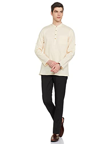 Image of Amazon Brand - Symbol Men's 100% Cotton Solid Short Length Casual Kurta - Regular Fit (Available in Plus Sizes)