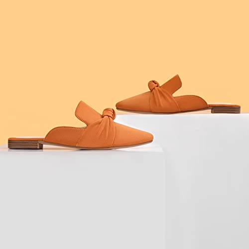 Musshoe Mules For Women Comfortable Pointed Toe Backless Slip-On Slides Loafer Flats With Knot,Tan 11 #TOP3