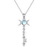 Peireara Triple Moon Goddess Necklace for Women 925 Sterling Silver Moonstone Triple Goddess Pendant