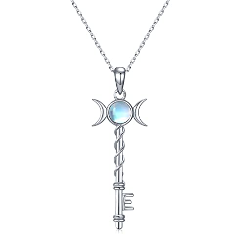 Peireara Triple Moon Goddess Necklace For Women 925 Sterling Silver Moonstone Triple Goddess Pendant Necklace Pagan Wiccan Magic Amulet Jewelry Gifts For Women Girls #TOP28