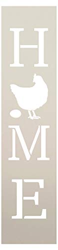 Home With Chicken - Hen & Egg - Vertical Stencil By Studior12 | Reusable Mylar Template | Use To Paint Wood Signs - Pallets - Banners - Diy Country Decor - Select Size (6" X 24") #TOP5