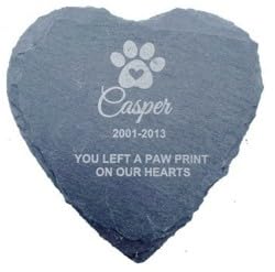 Wrexham Rubber Stamps and Gifts Personalised Engraved Natural Slate Pet Memorial Plaque, Grey, Grave Marker for Dog, Cat, Pet (10cmm Heart)