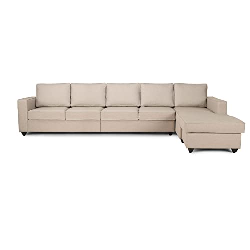 Image of Wakefit Sofa Set | 3 Year Warranty | Sofa 3 Seater, 3 Seater Sofa for Living Room, Wooden Sofa Set, 4 Seater + Right Aligned, Sofa for Living Room - Napper(Omega : Pearl)