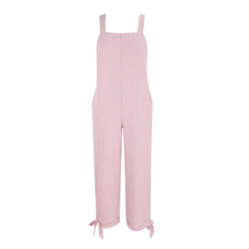 Peto a rayas para mujer HUIFUAO en rosa talla 3XL de pierna ancha con prácticos bolsillos laterales 3