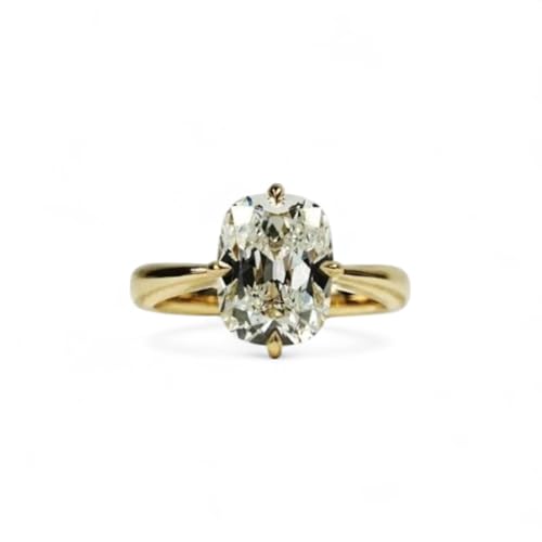2 CT Old Mine Cushion Cut Moissanite Engagement Ring Elongated Cushion 14K Yellow Gold Solitaire Ring For Women