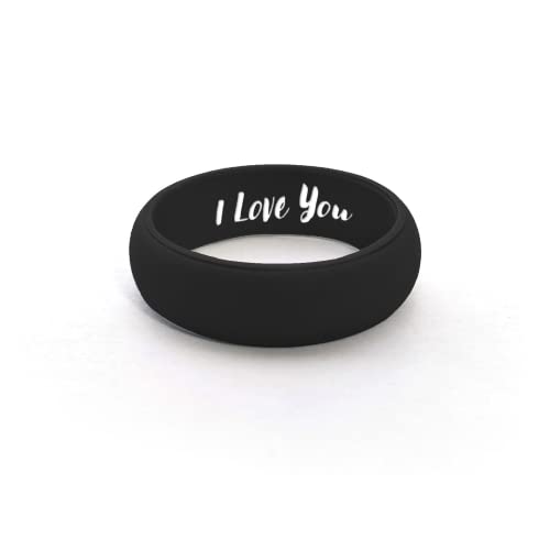 CUSTOM ENGRAVED Womens Silicone Wedding Band Active Athletic Ring - Personalize Any Text, Symbol, Image - SHIPS NEXT DAY