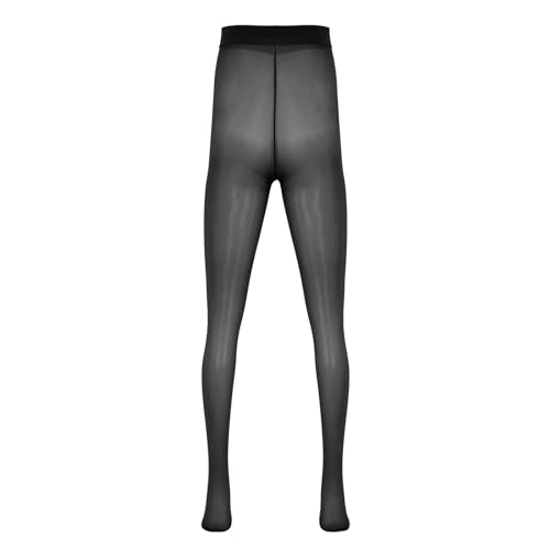 Men's See-through Mesh Legging Pantyhose Oil Silk High Waist Sheer Tights Long Pants Stockings4