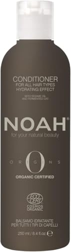 NOAH COSMOS - Balsamo idratante biologico per tutti i tipi di capelli, con olio di sesamo e avena fermentata, 250 ml