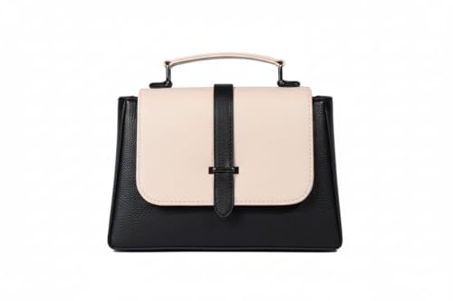 Image of Women's Structured Satchel Handbag | Elegant Office & Casual Shoulder Bag | Dual-Tone Brown & Beige | Faux Leather