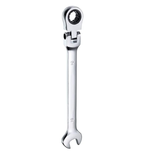 sourcing map Flex-Head Ratcheting Wrench 10mm 180° Rotating Head Metric Ratchet Combination Wrenches 72-Teeth Chrome Vanadium Steel Open End Ratchet for Fasteners Nut Bolt