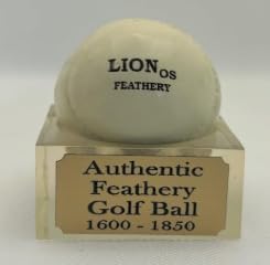 Authentic Lion Feathery Golf Ball - OS Oversize - Handcrafted with Premium Resin Display Base - Golf Memorabilia