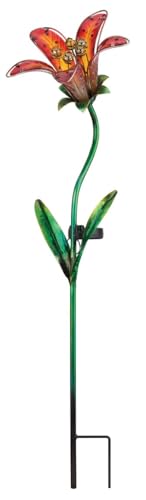 Regal Art &Gift Solar Tiger Lily Stake, Red