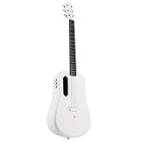 LAVA ME 2 Guitarra de fibra de carbono con efectos Guitarra eléctrica acústica de viaje con bolsa de púas y cable de carga (FreeBoost, blanco, 36 pulgadas)