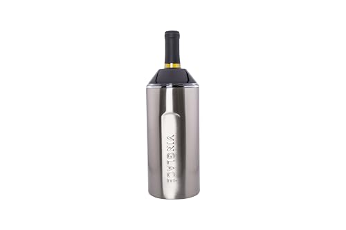 Vinglacé Wine Bottle Chiller- Portable Champagne Insulator- Stainless Steel Wine Cooler Sleeve - Keeps Wine Cold (Stainless Steel)
