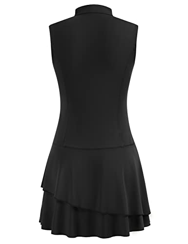 Jack Smith Women Tennis Dresses With Shorts Stand Collar Quick Dry Athletic Dresses(2Xl, Black) #TOP2