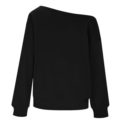 Sweatshirt for Women Trendy Off the Shoulder Sweatshirts Oversized Long Sleeve Sweater Fall Travel Outfits with Pocket4
