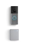 Videotimbre cableado Ring (último modelo, gris moteado) con Amplificador de timbre (último modelo, blanco)