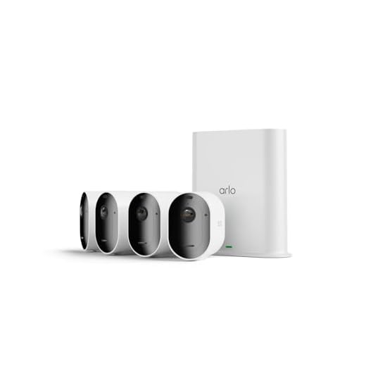 Arlo Pro 5 2K + SmartHub, Caméra de Surveillance WiFi Extérieure sans Fil,Batterie Rechargeable Longue durée, Vision Nocturne Couleur Avancée, Sirène, Essai Secure Inclus, 4 Caméras Blanc