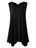 Lanmo Women Plus Size Solid Basic Flowy Tank Tops Summer Sleeveless Tunic(3X, Black)
