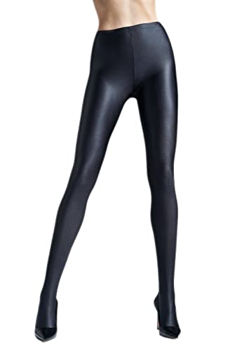 Gatta - Medias estilo leggings de color negro opaco y brillantes negro L