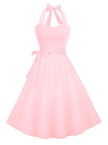 Hanpceirs Casual Sundress for Women Halter Retro Vintage Cocktail Dresses