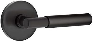 Emtek Passage Set, Disk Rosette, Myles Lever, (Right Hand, Unlacquered Brass)