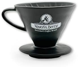 Roast'n Berry V60 - Pour Over Coffee Dripper - Coffee Maker -Ceramic Slow Brewing Accessories for Home, Cafe, Restaurants - Easy Manual Brew Maker Gift V02 Paper Cone Filters (Black)