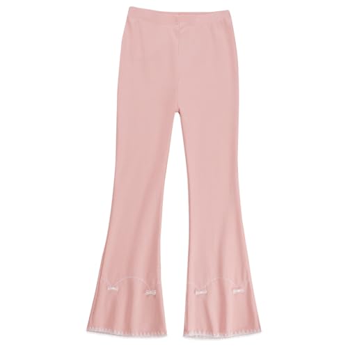 Kids Girl's Elastic Waisted Flare Leg Pants Ruffle Leggings Stretchy Bootcut 2-12 Years4