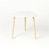 INDE MOBLEKIT | Mesa Auxiliar Madera Blanca 38,5 cm con 3 Patas, Mesita Auxiliar Salón Dormitorio, Mesa de Noche Estilo Nórdico para Sofá, Cama o Rincón, Mesas Auxiliares para Hogar Moderno